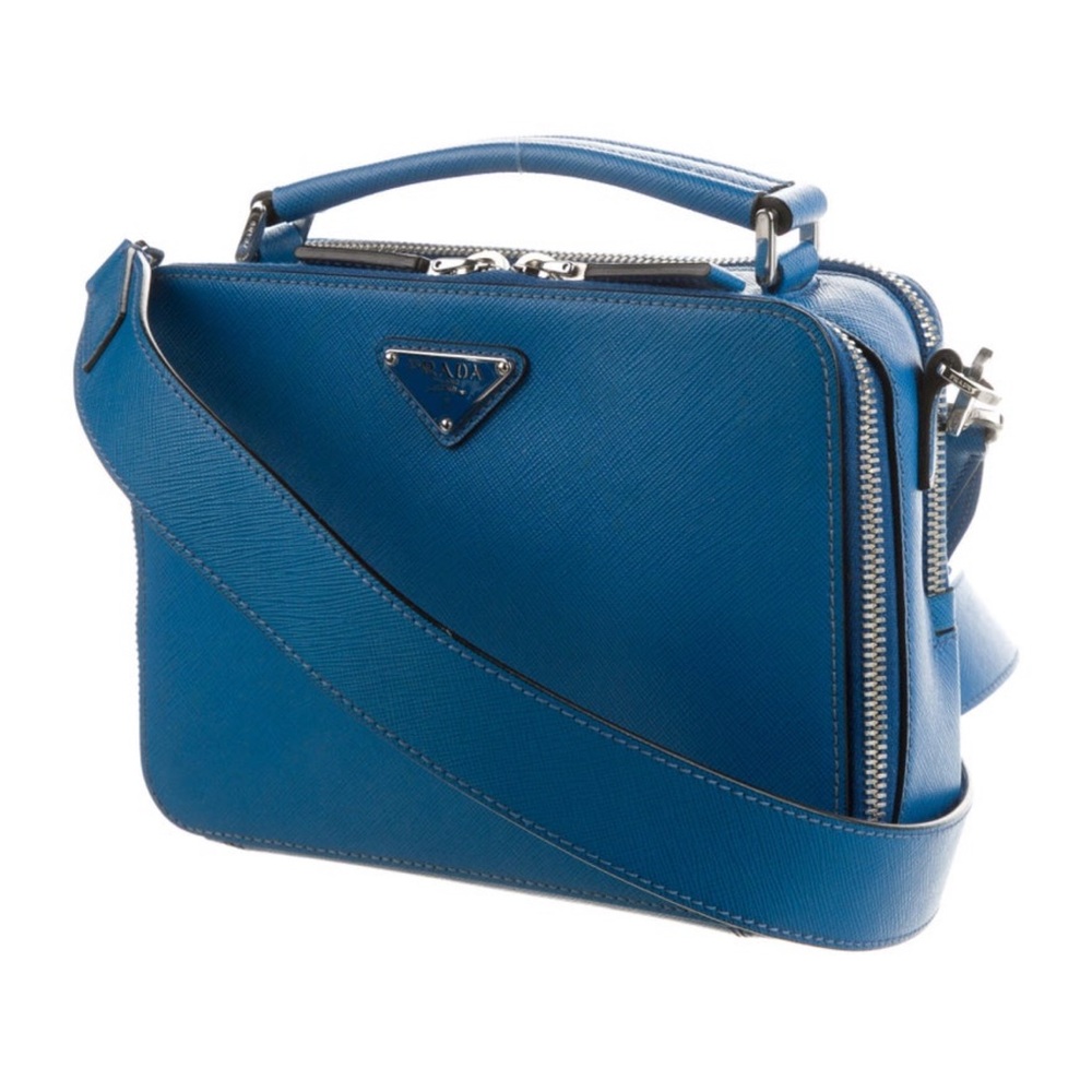 Prada Saffiano Leather Brique Bag Collection - Black, Brown, Gray, Blue - Picture 9 of 12